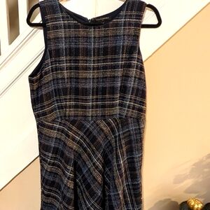 Vintage Banana Republic blue plaid a line dress